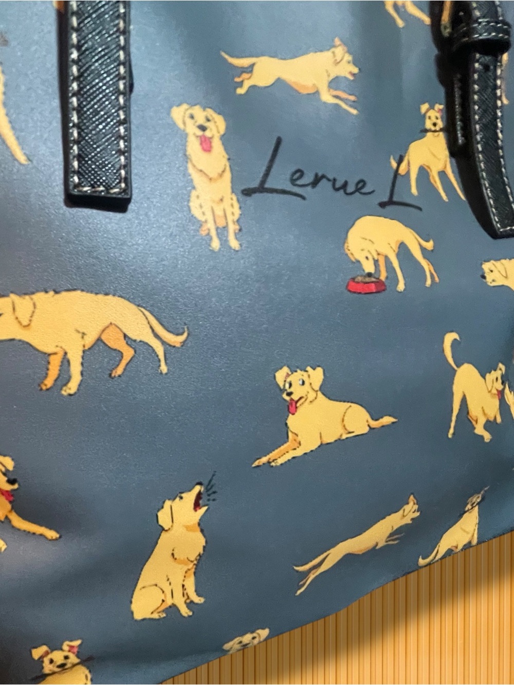 ✨ LerueL Golden Retriever Tote Bag | Cute Dog Mom Shoulder Handbag Blue 🐶 - Picture 9 of 15